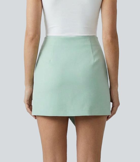 Patitoff™ Flow Pet Hair Resistant Mid Rise 2-in-1 Asymmetric Bodycon Mini Work Skirt with Pocket