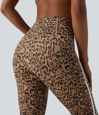 Halara UltraSculpt™ Leopard Print High Waisted Tummy Control Color Block Stripes Training 7/8 Leggings with Pockets