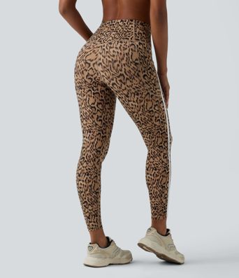 Halara UltraSculpt™ Leopard Print High Waisted Tummy Control Color Block Stripes Training 7/8 Leggings with Pockets