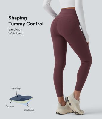 Halara UltraSculpt™ - 7/8-Workout-Leggings mit hohem Bund, Gesäßtaschen und Bauchkontrolle