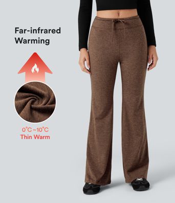Ausgestellte Fleece-Loungehose mit mittelhohem Bund und Kordelzug - schnelltrocknend, UPF40+- wärmend