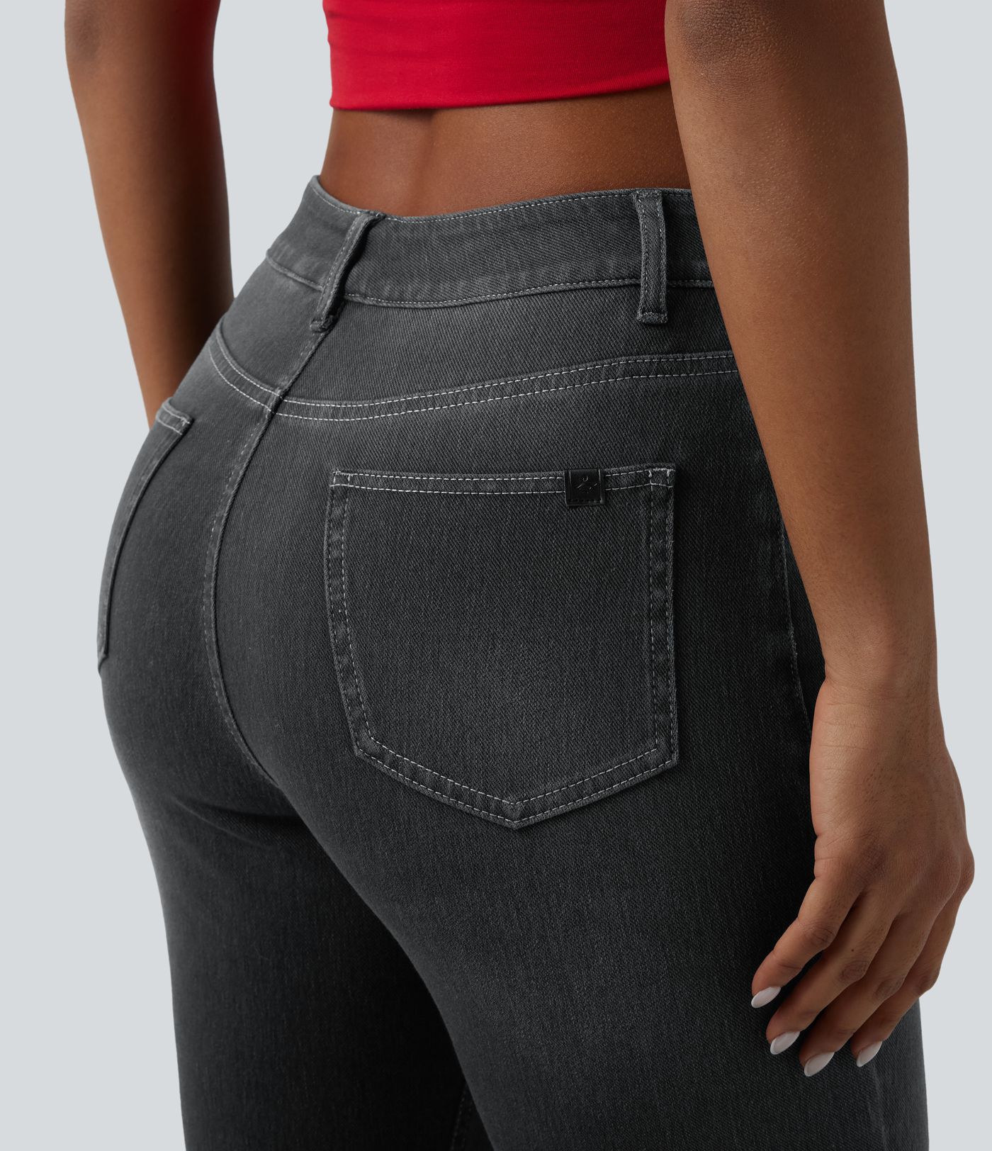 Halara Flex™ High Waisted Pockets Washed Casual Bootcut Jeans