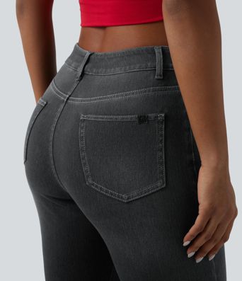 Halara Flex™ High Waisted Pockets Washed Casual Bootcut Jeans