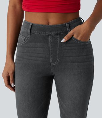 Halara Flex™ High Waisted Pockets Washed Casual Bootcut Jeans