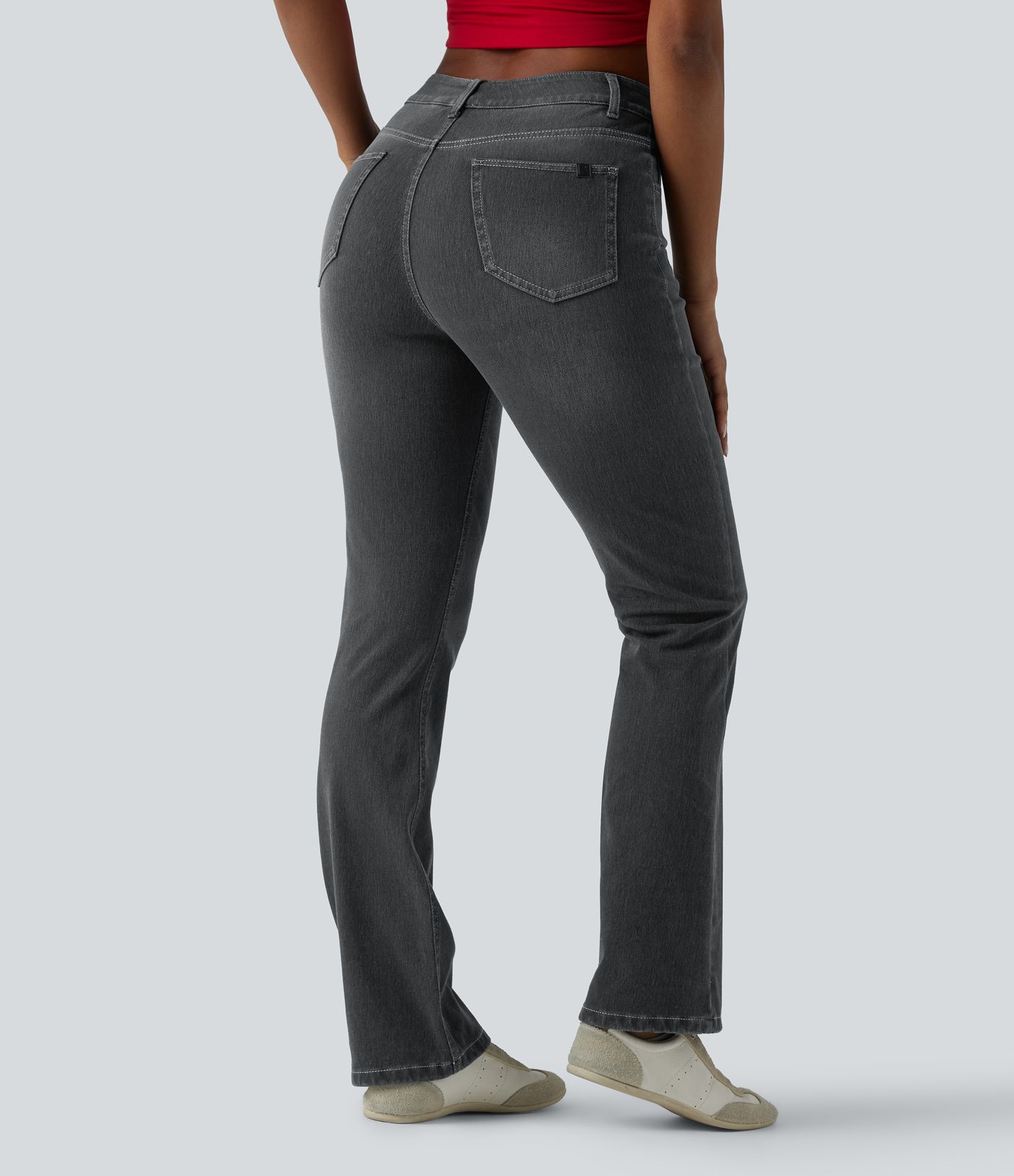 Halara Flex™ High Waisted Pockets Washed Casual Bootcut Jeans