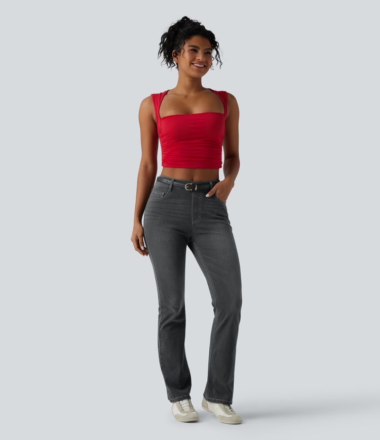 Halara Flex™ High Waisted Pockets Washed Casual Bootcut Jeans