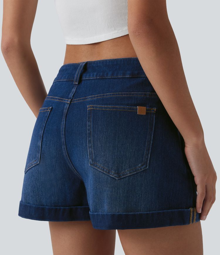 Halara Flex™ Low Rise Denim Casual Shorts 3'' with Pockets