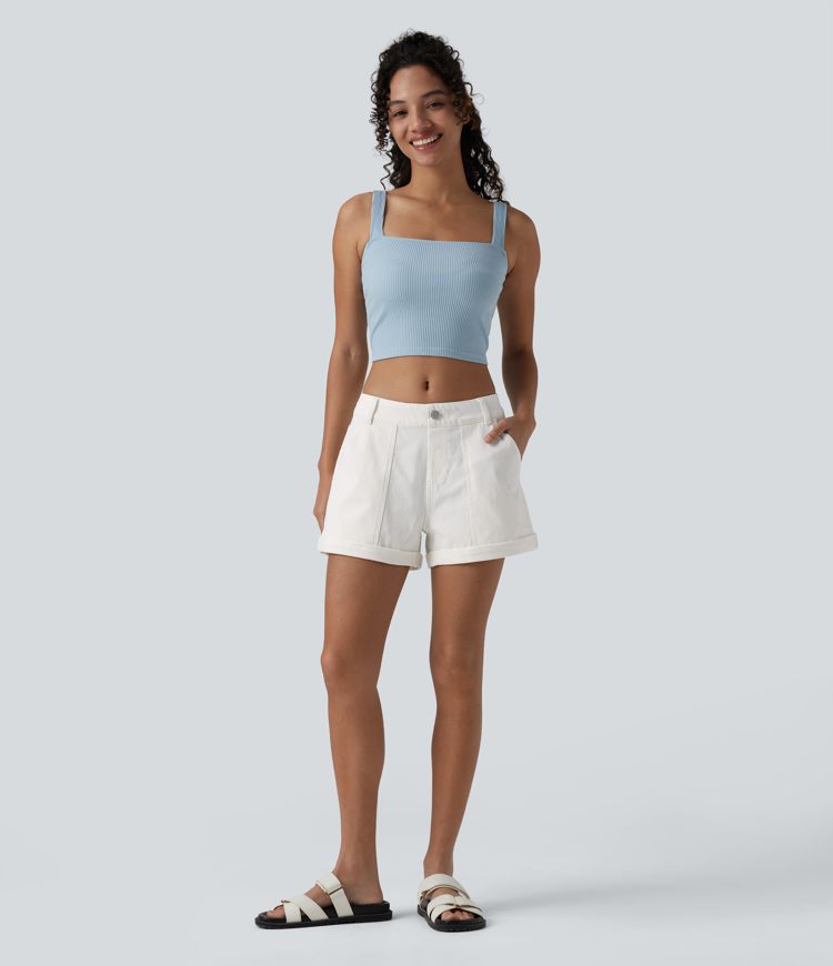 Halara Flex™ Low Rise Denim Casual Shorts 3'' with Pockets