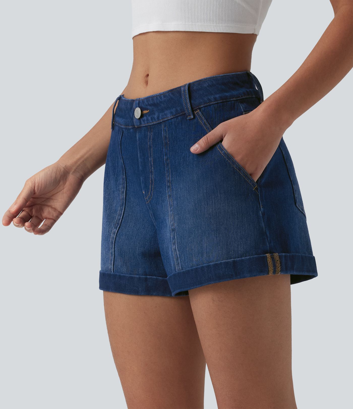 Halara Flex™ Low Rise Denim Casual Shorts 3'' with Pockets