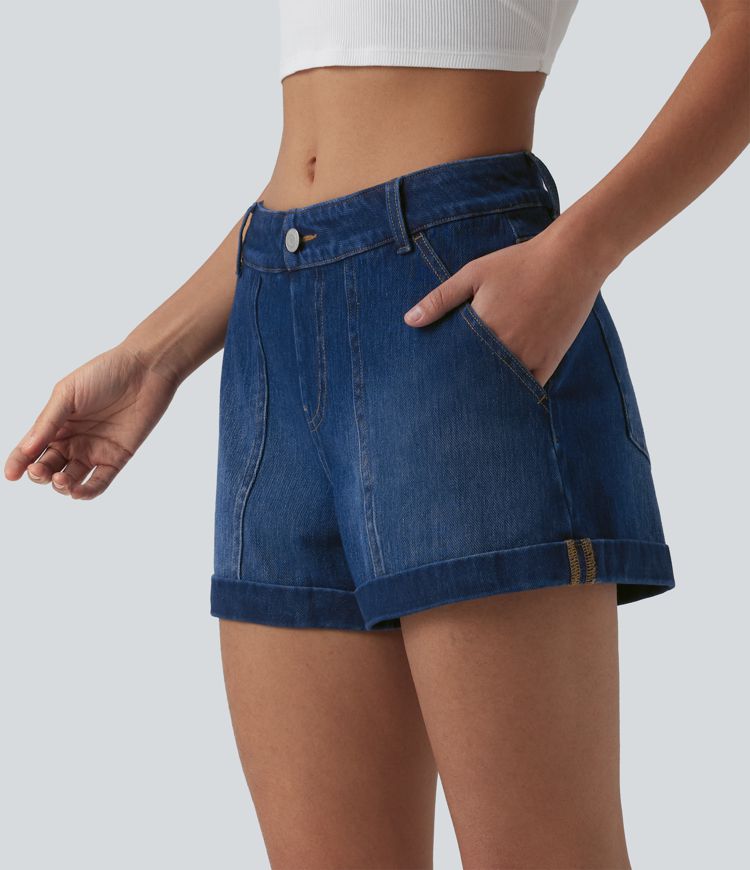 Halara Flex™ Low Rise Denim Casual Shorts 3'' with Pockets