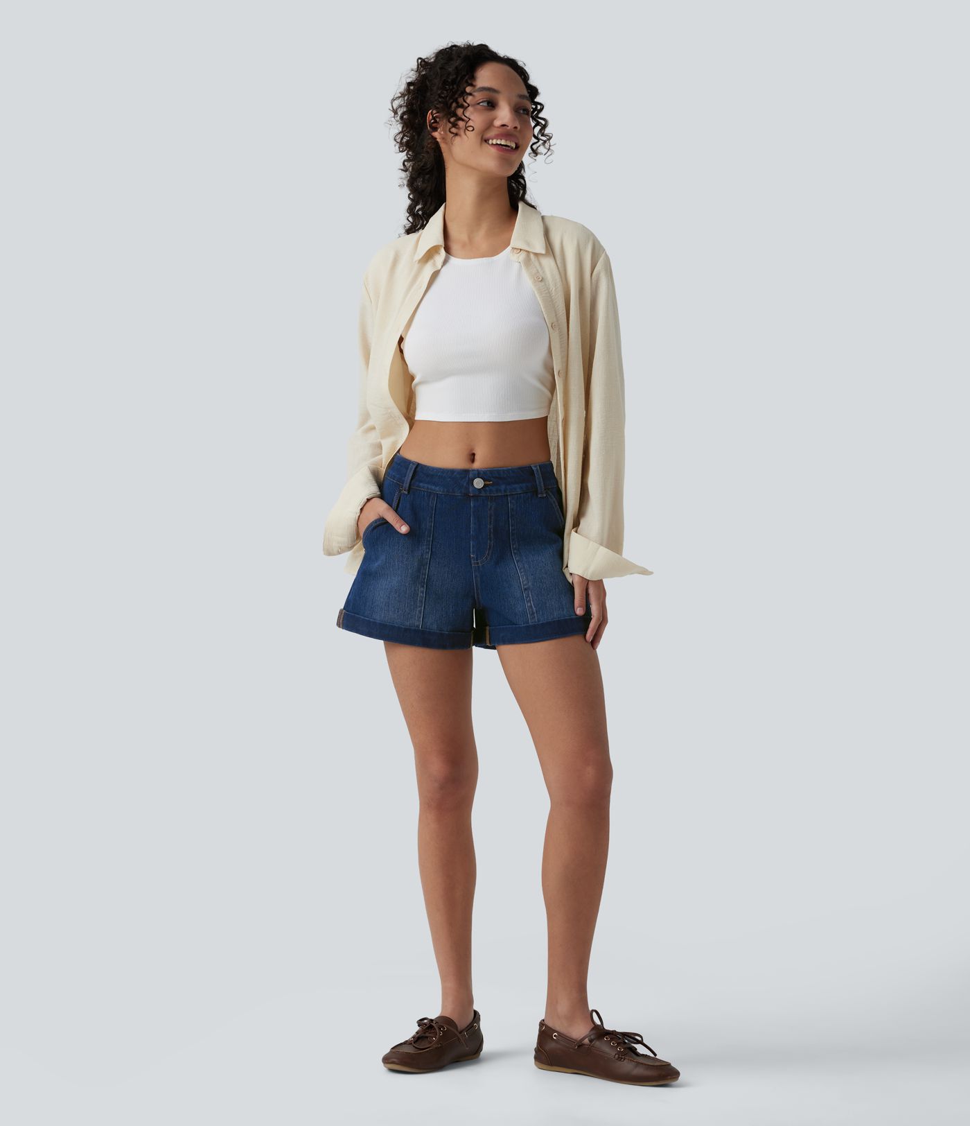 Halara Flex™ Low Rise Denim Casual Shorts 3'' with Pockets