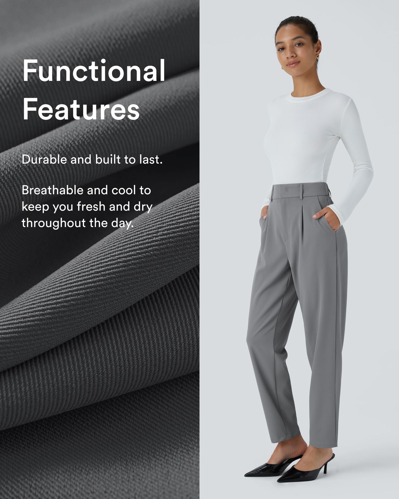 Halara Flex™ High Waisted Pocket Solid Work Tapered Trousers