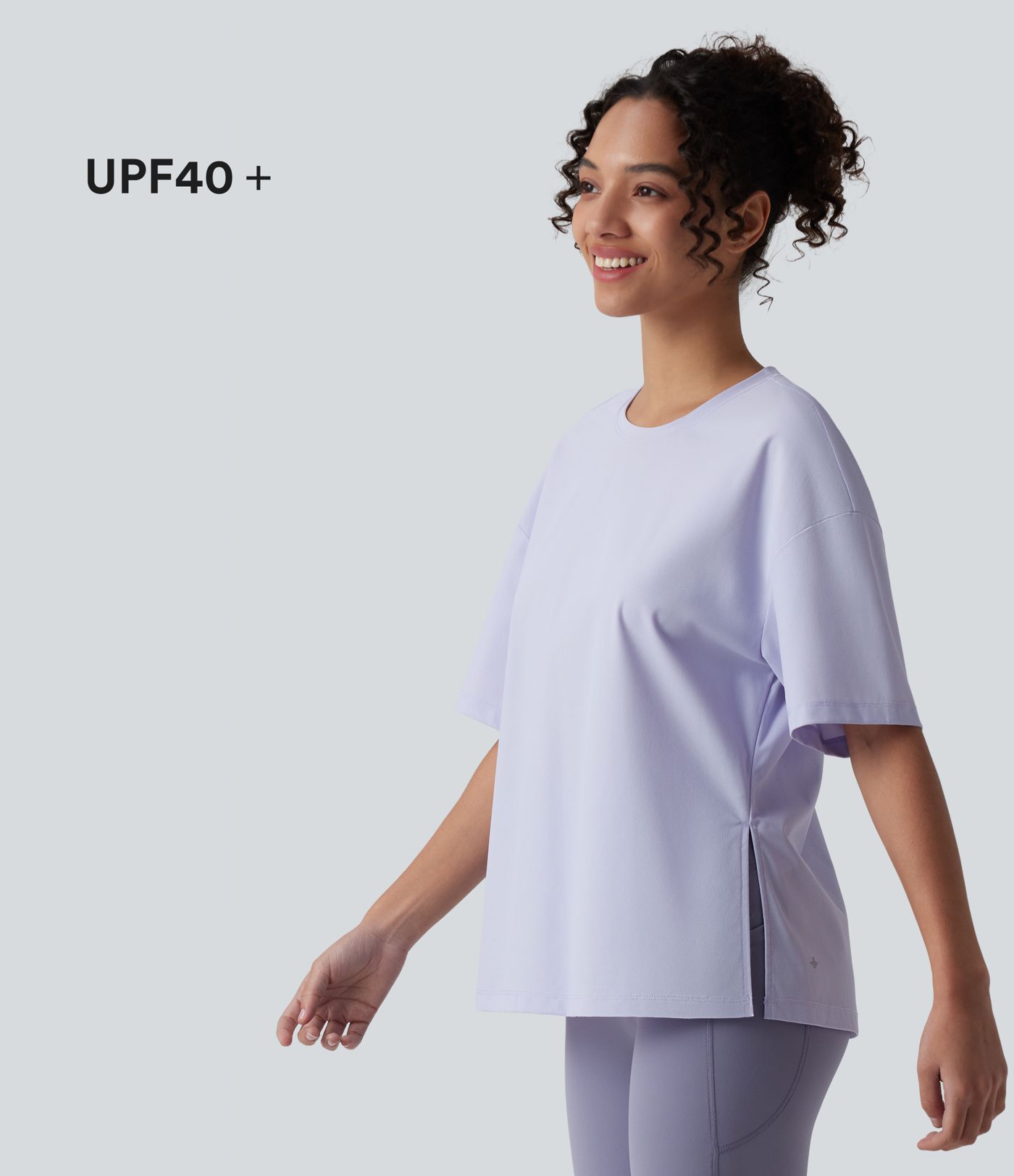 Top de randonnée à col rond et manches courtes - UPF40+