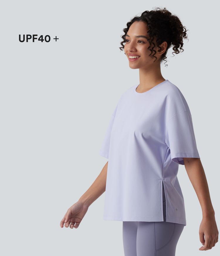 Top de randonnée à col rond et manches courtes - UPF40+