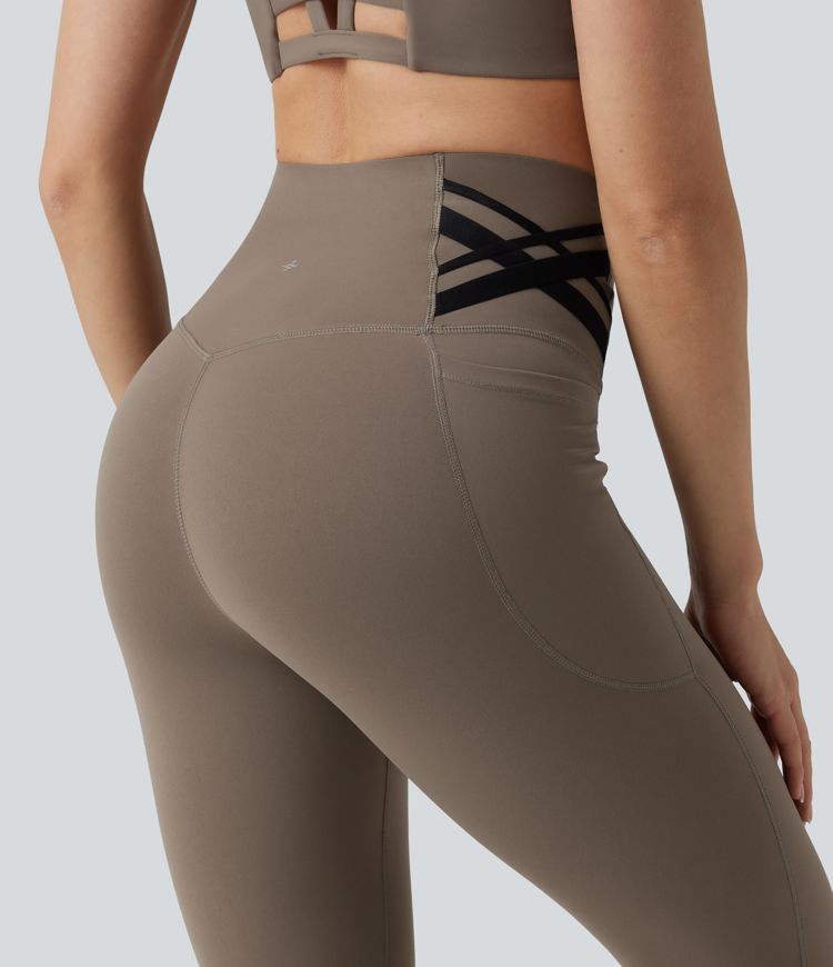 Halara UltraSculpt™ leggings de entrenamiento de talle alto moldeadores con control abdominal, banda cruzada estilo vendaje y bolsillos
