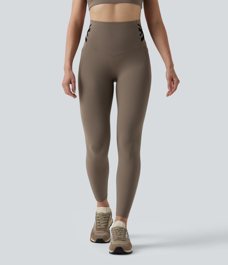 Halara UltraSculpt™ leggings de entrenamiento de talle alto moldeadores con control abdominal, banda cruzada estilo vendaje y bolsillos