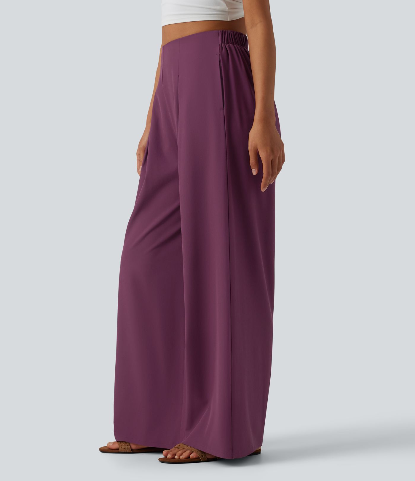 Pantalon large fluide resort plissé taille haute séchage rapide Breezeful™ avec poches