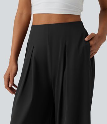 Breezeful™ High Waisted Pleated Quick Dry Resort Flowy Baggy Pants with Pockets Breezeful™ High Waisted Pleated Quick Dry Resort Flowy Baggy Pants with Pockets