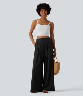 Breezeful™ High Waisted Pleated Quick Dry Resort Flowy Baggy Pants with Pockets Breezeful™ High Waisted Pleated Quick Dry Resort Flowy Baggy Pants with Pockets