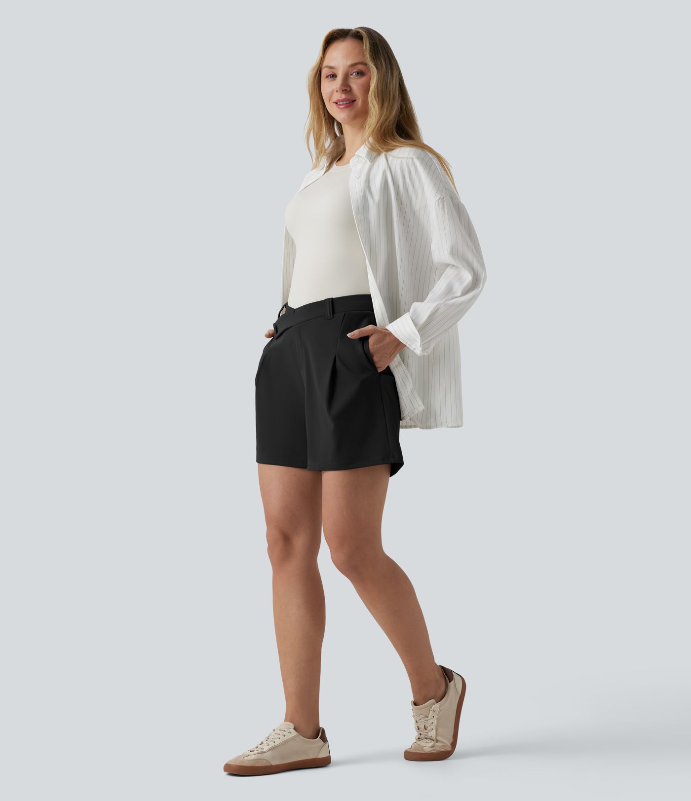 Short tailleur DayStretch mi-taille asymétrique 12,5 cm avec poches