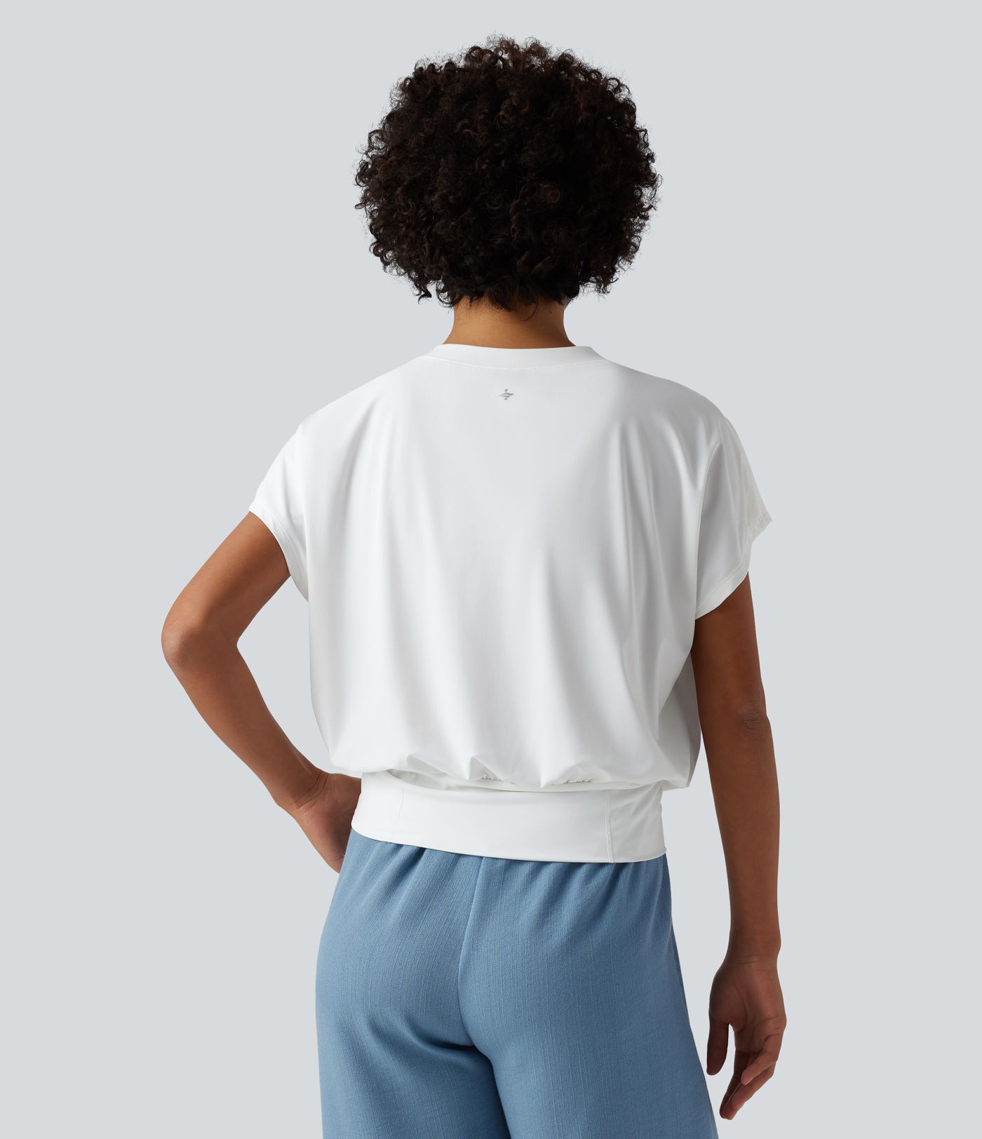 V Neck Short Sleeve Oversized Cool Touch Quick Dry Yoga Sports Top