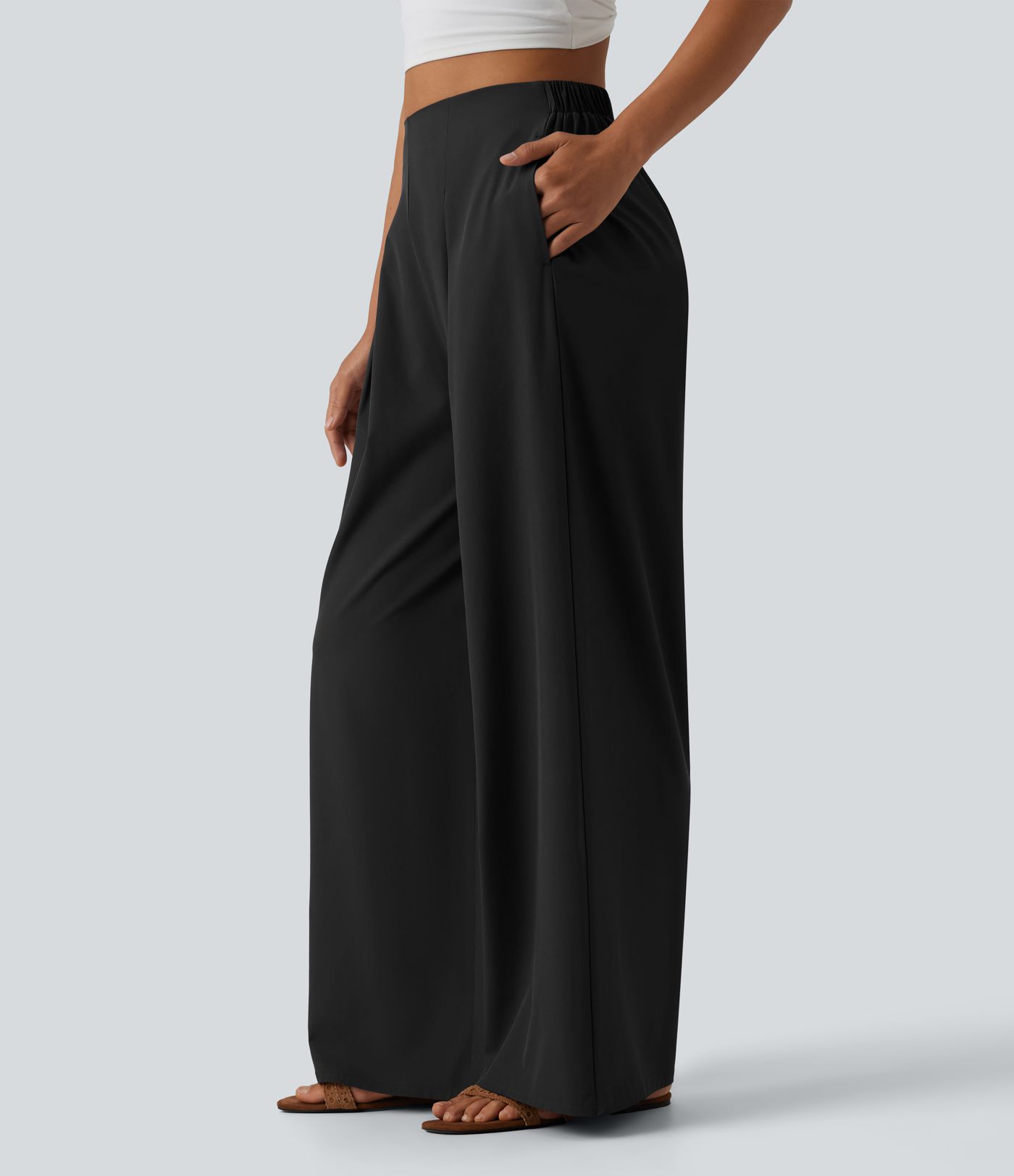 Breezeful™ High Waisted Pleated Quick Dry Resort Flowy Baggy Pants with Pockets Breezeful™ High Waisted Pleated Quick Dry Resort Flowy Baggy Pants with Pockets