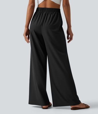 Breezeful™ High Waisted Pleated Quick Dry Resort Flowy Baggy Pants with Pockets Breezeful™ High Waisted Pleated Quick Dry Resort Flowy Baggy Pants with Pockets