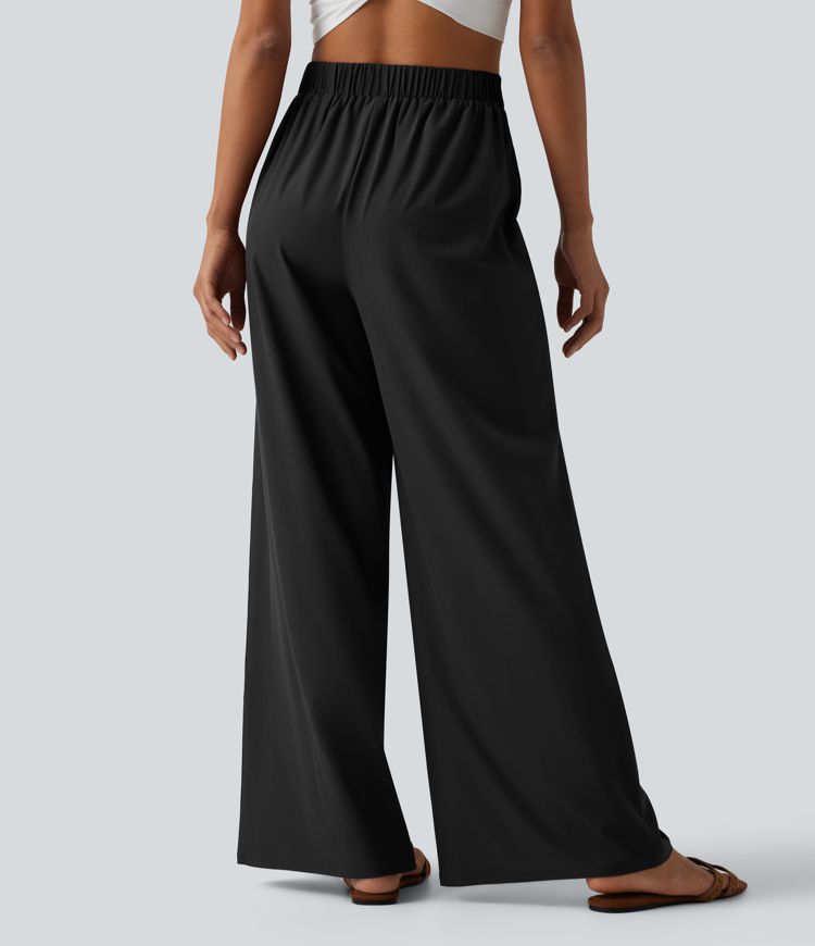 Breezeful™ High Waisted Pleated Quick Dry Resort Flowy Baggy Pants with Pockets Breezeful™ High Waisted Pleated Quick Dry Resort Flowy Baggy Pants with Pockets