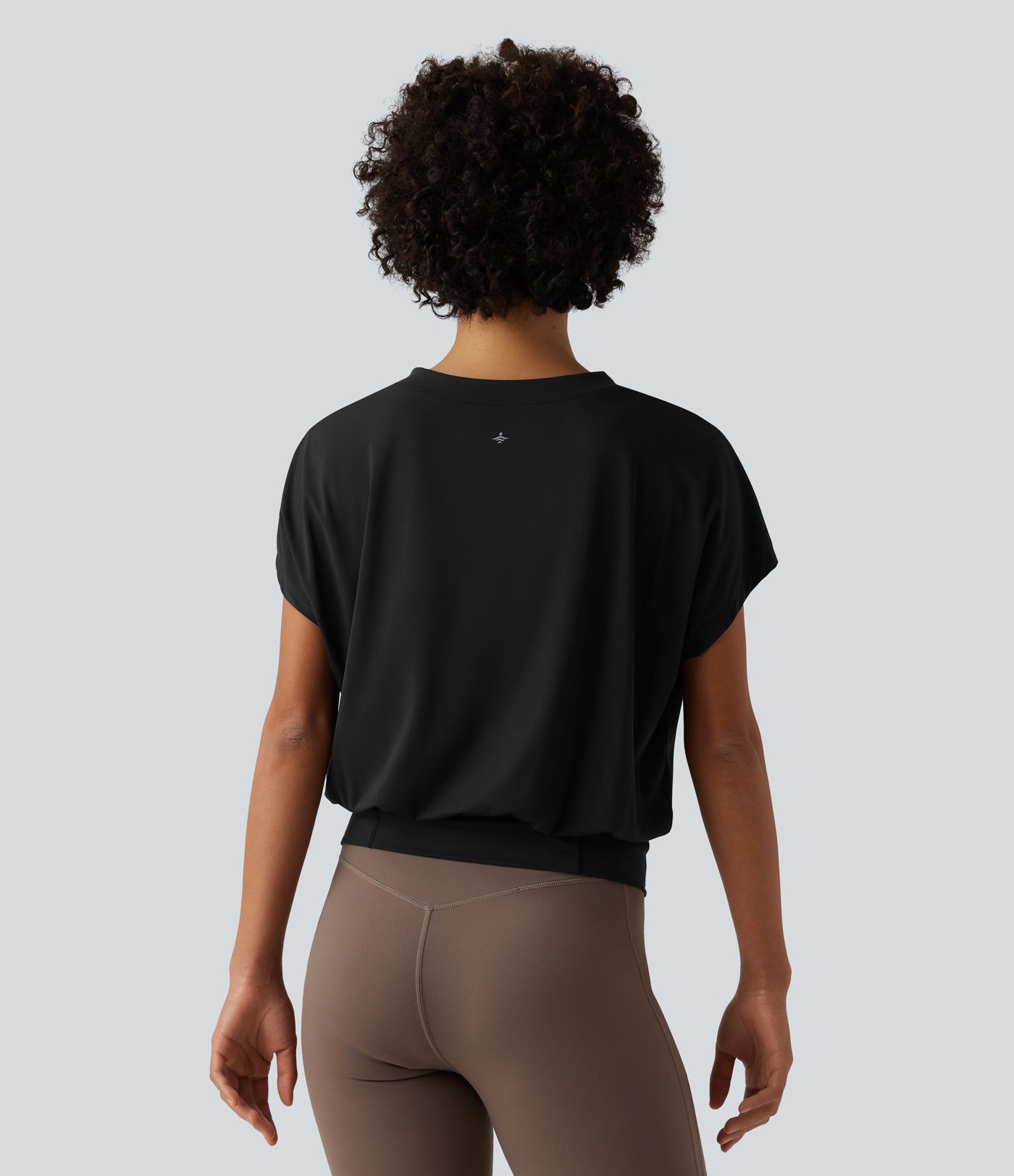 V Neck Short Sleeve Oversized Cool Touch Quick Dry Yoga Sports Top