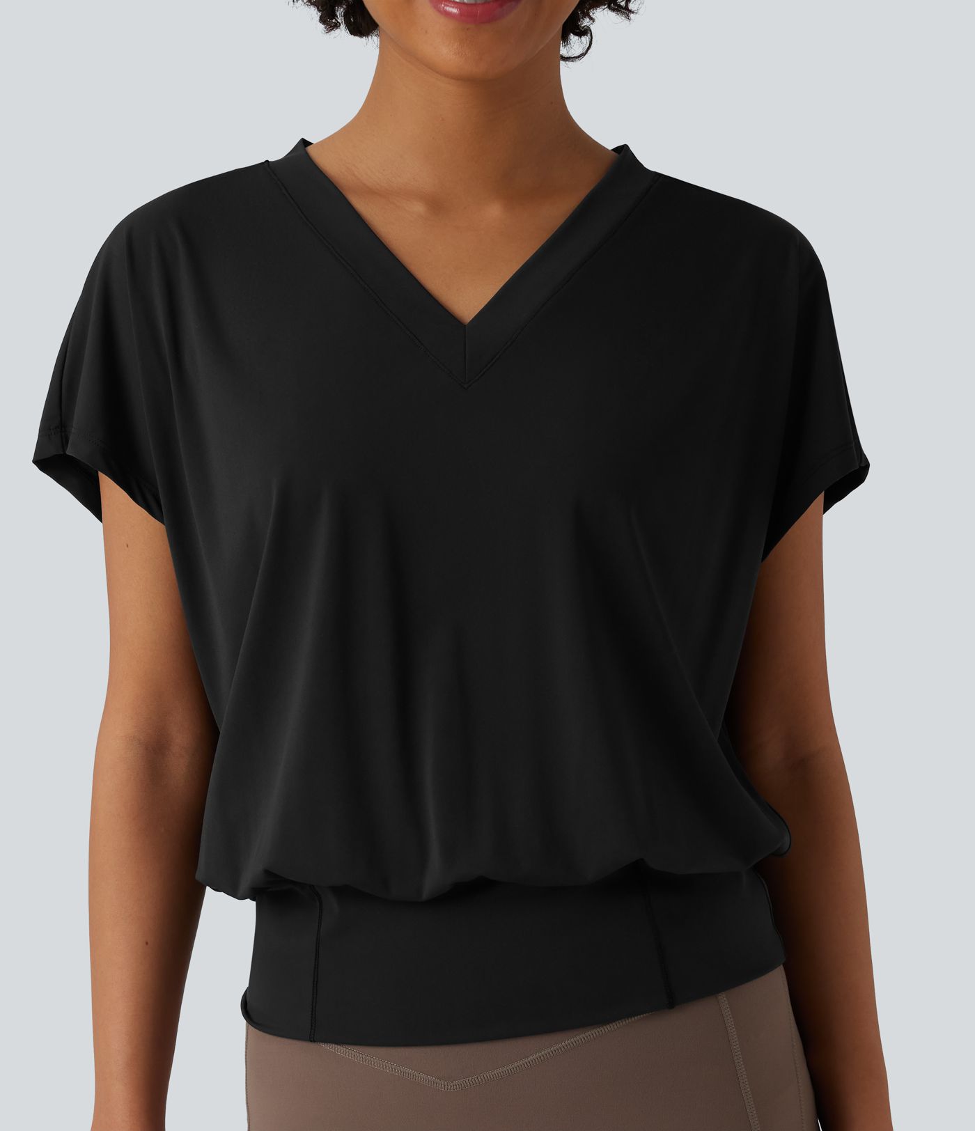 V Neck Short Sleeve Oversized Cool Touch Quick Dry Yoga Sports Top