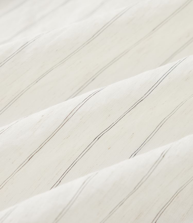 Long Sleeve Stripe Work Linen-Blend Shirt