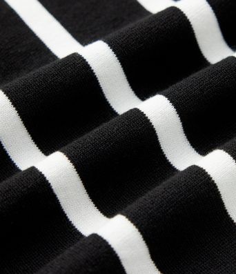 Round Neck Short Sleeve Stripe Work Sweater