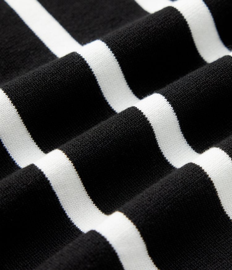 Round Neck Short Sleeve Stripe Work Sweater