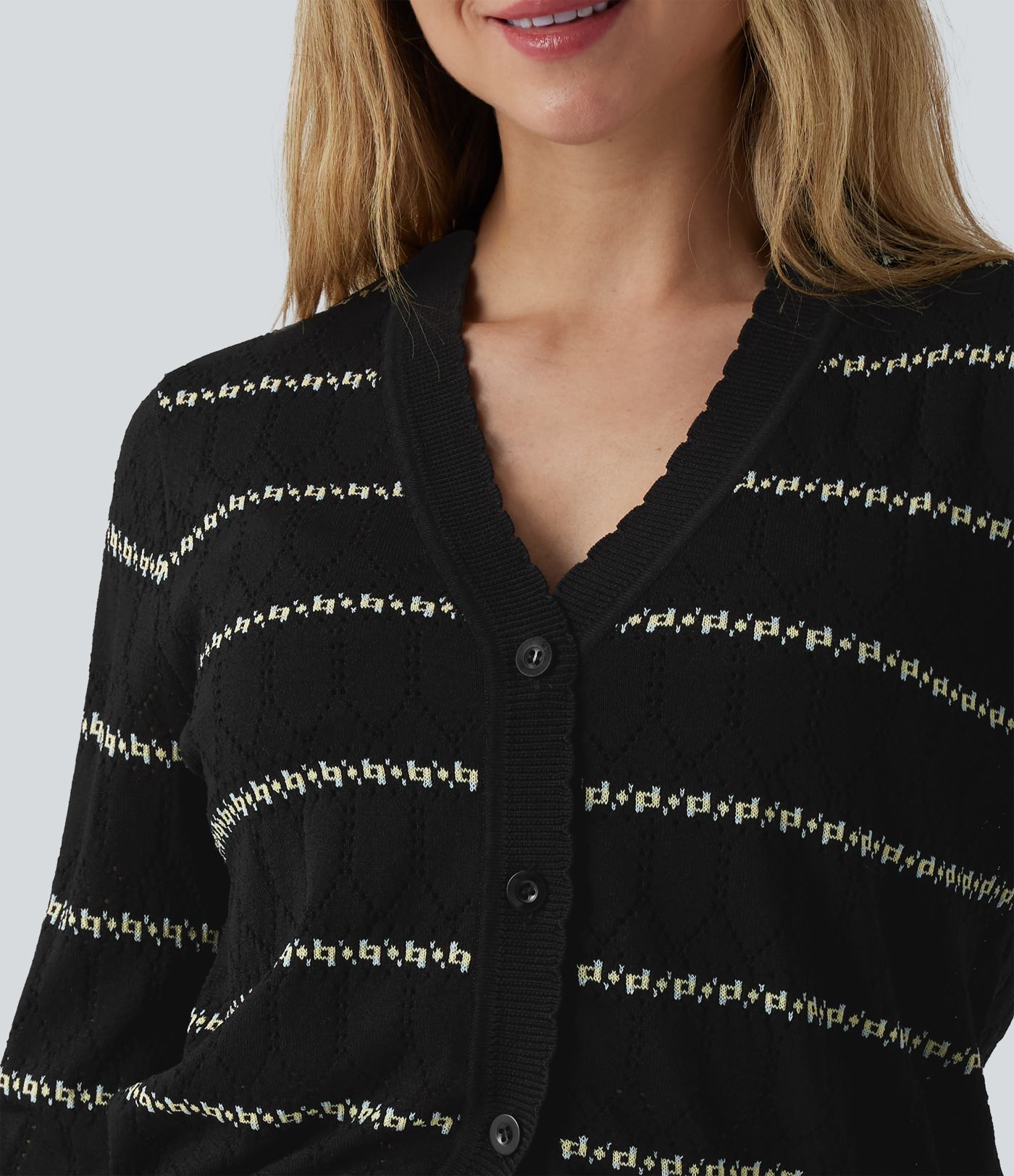 Gilet en maille col V à manches longues color block