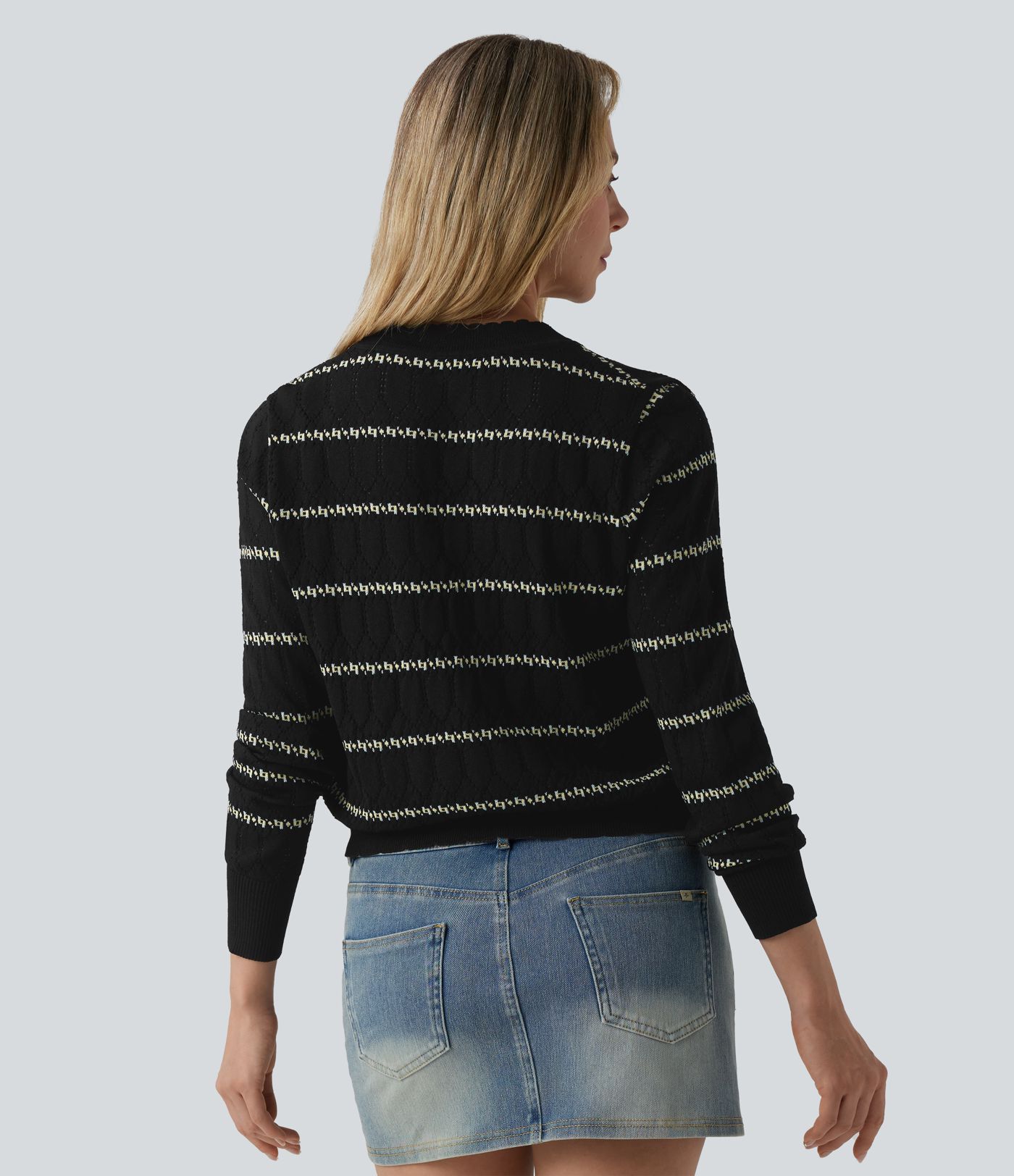 Gilet en maille col V à manches longues color block