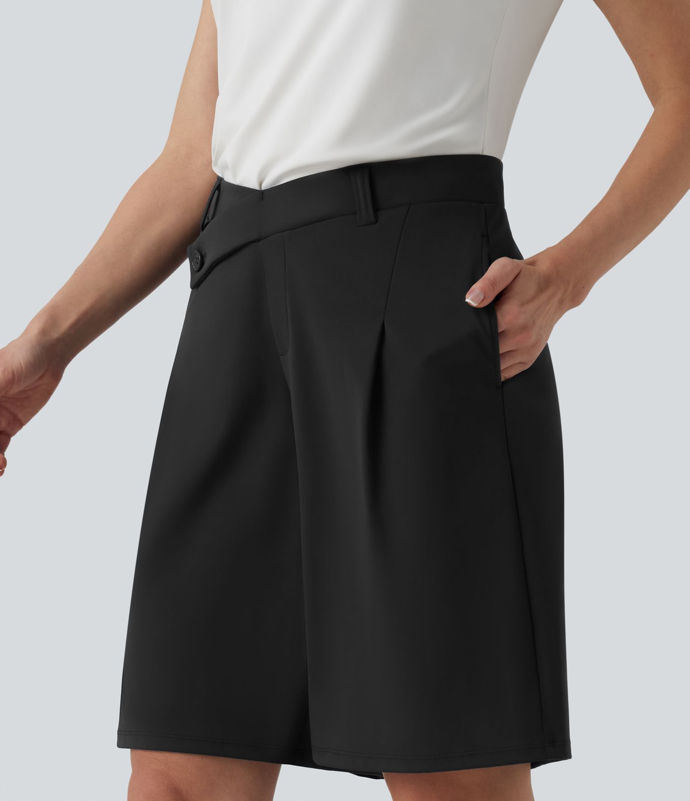 Short tailleur DayStretch mi-taille asymétrique 25 cm avec poches