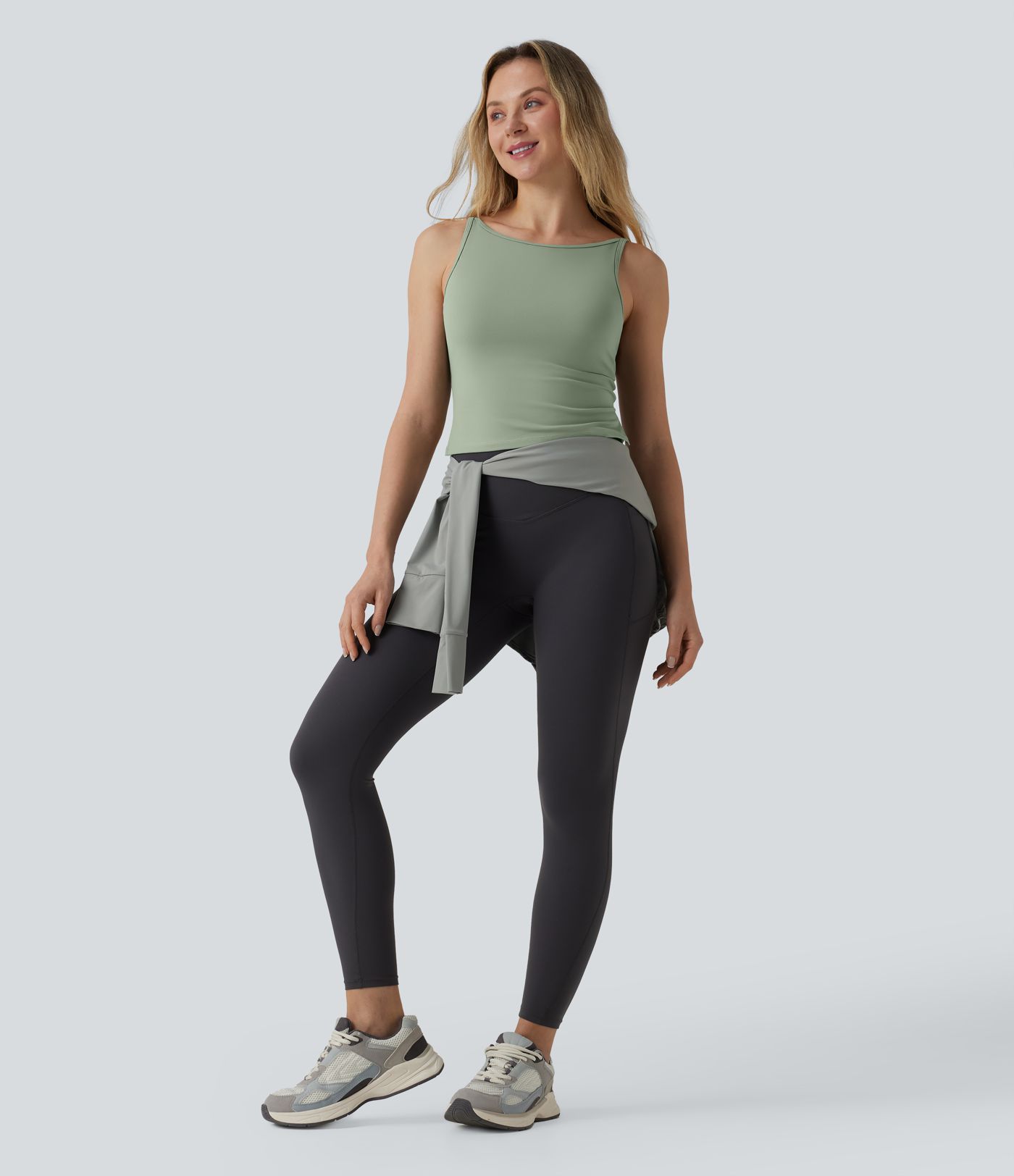 SoftlyZero™ Plush Adjustable Straps Backless Split Hem Yoga Cami Top