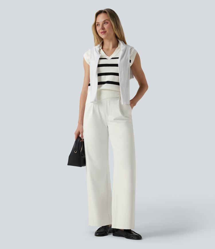 V-neck Color Block Stripes Work Sweater Vest