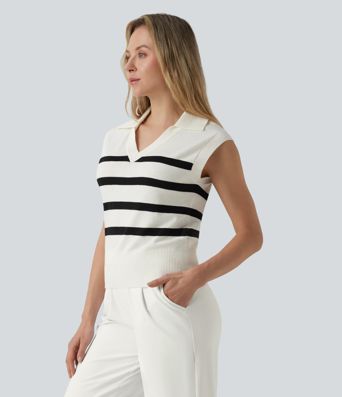 V-neck Color Block Stripes Work Sweater Vest