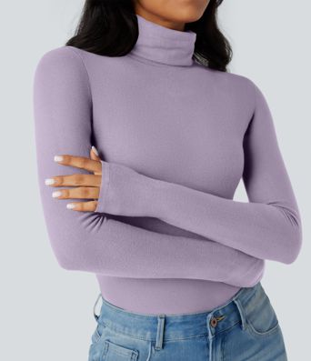 Halara HeatCore Turtleneck Long Sleeve Thumb Hole Casual Warming Top