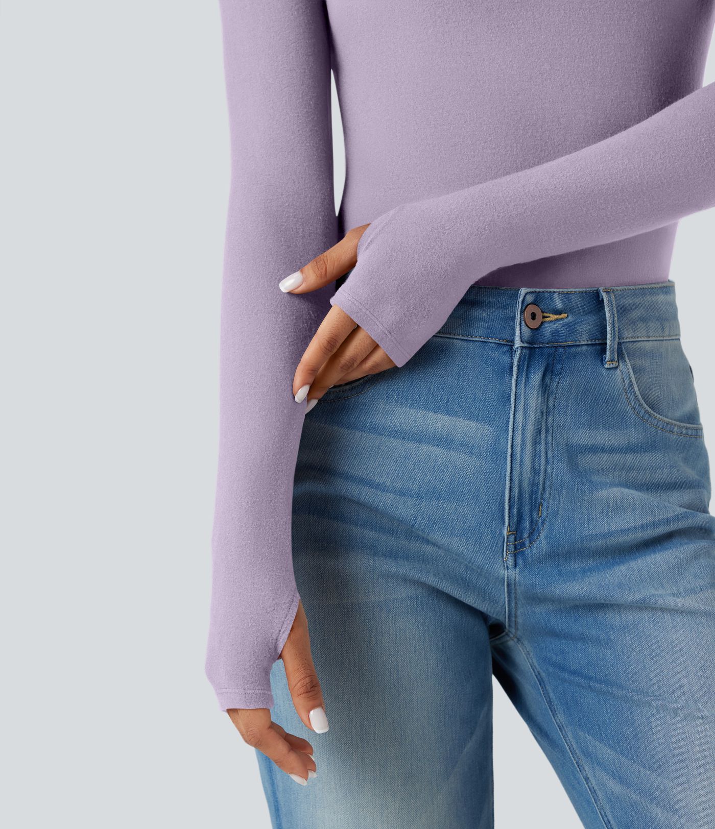Halara HeatCore Turtleneck Long Sleeve Thumb Hole Casual Warming Top