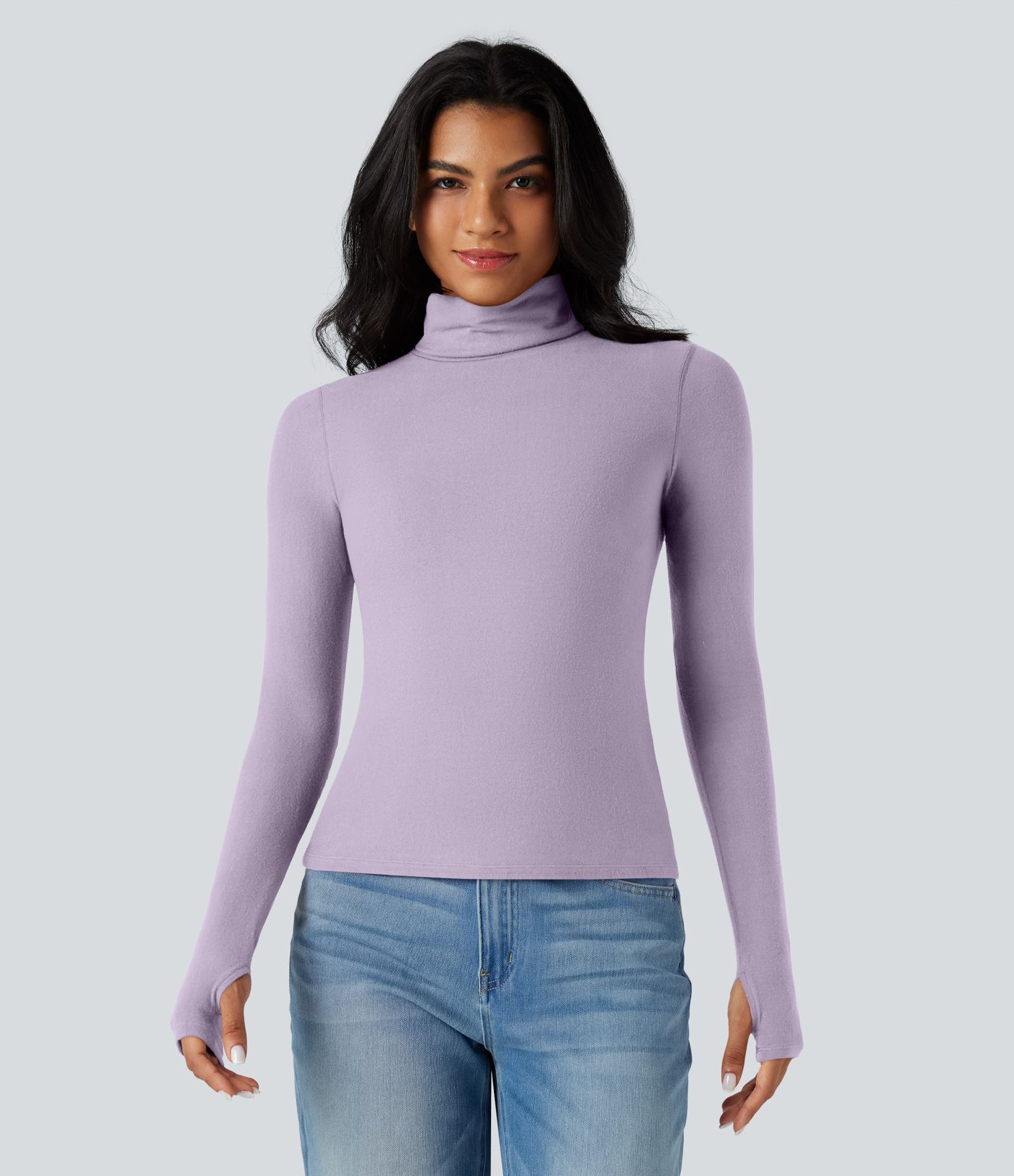Halara HeatCore Turtleneck Long Sleeve Thumb Hole Casual Warming Top
