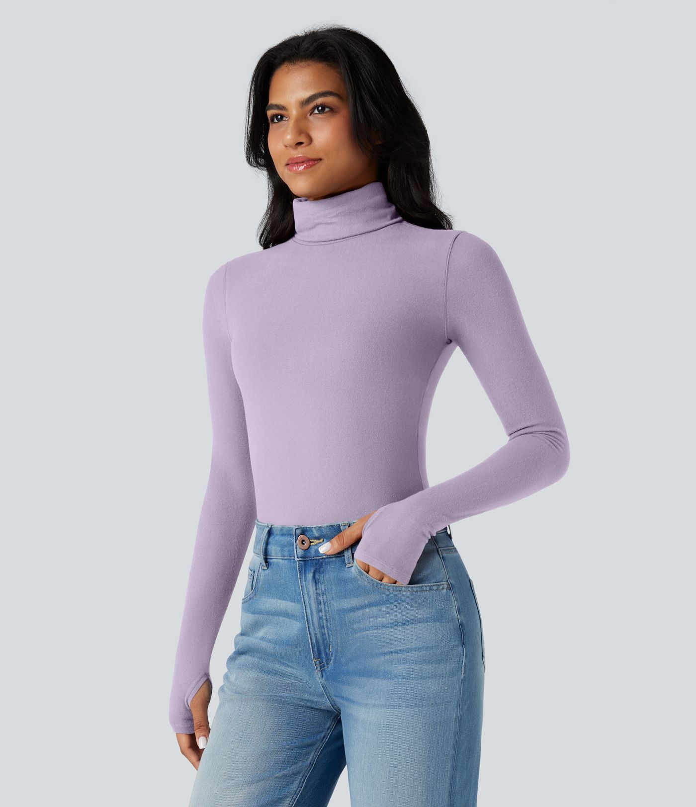 Halara HeatCore Turtleneck Long Sleeve Thumb Hole Casual Warming Top