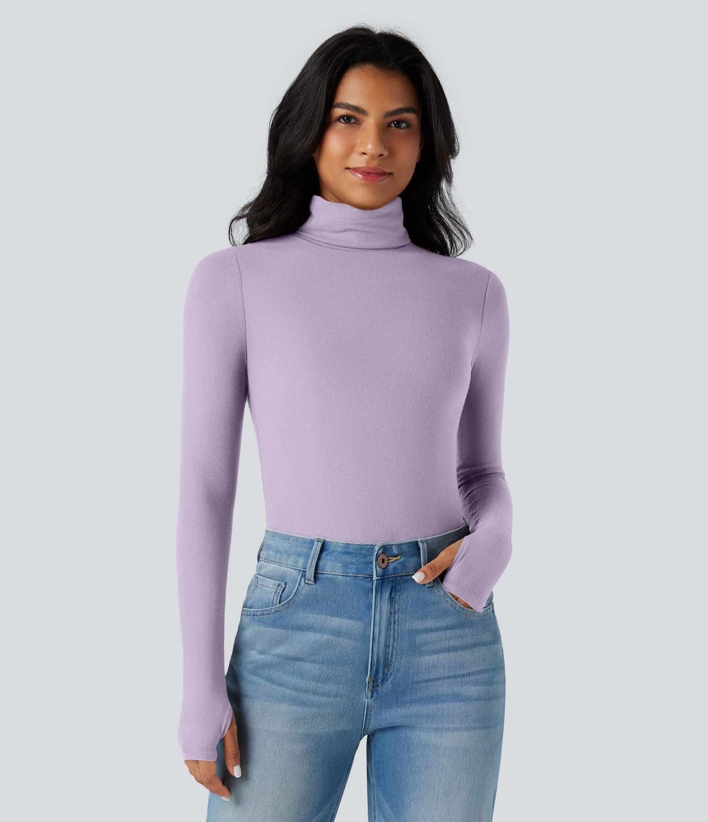 Halara HeatCore Turtleneck Long Sleeve Thumb Hole Casual Warming Top