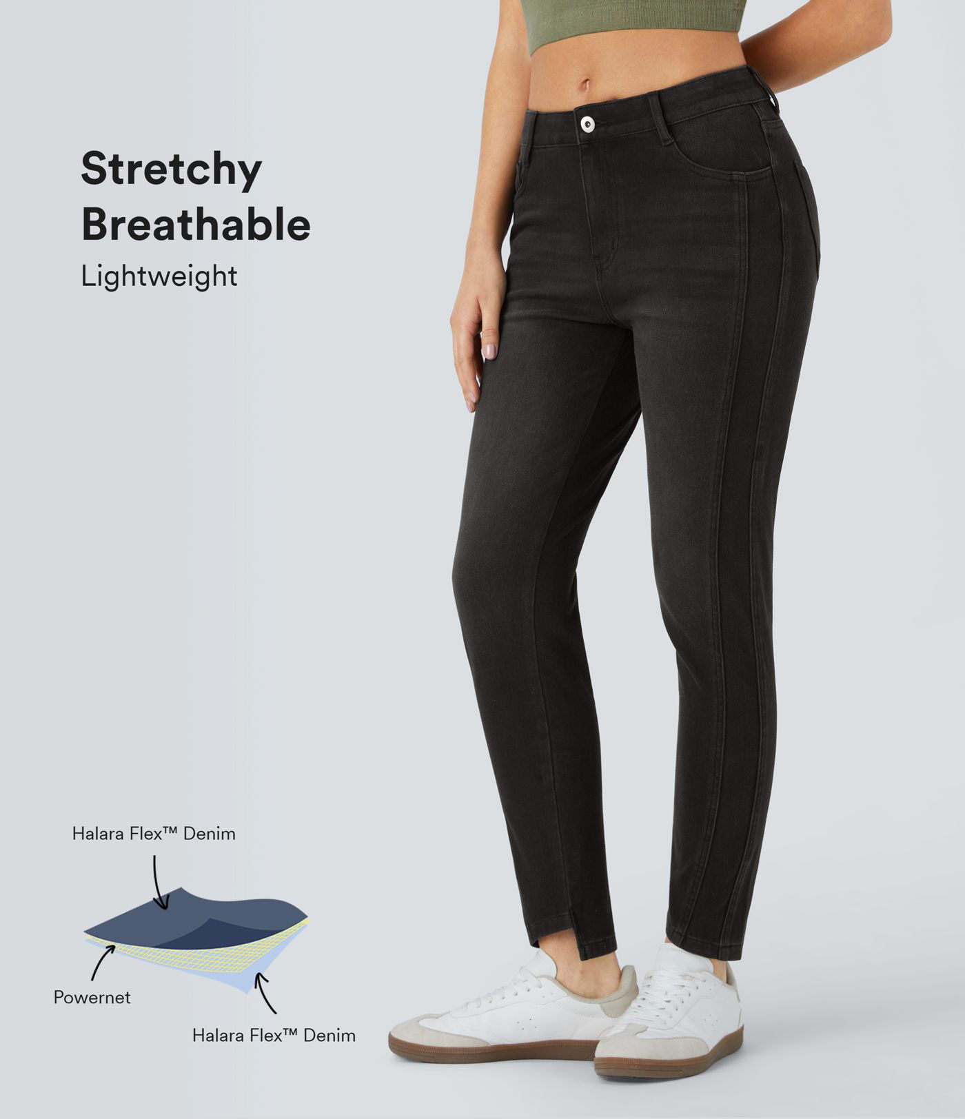 Halara Flex™ Mid Low Rise Zipper Pockets Women Fit Casual Skinny Denim Jeans