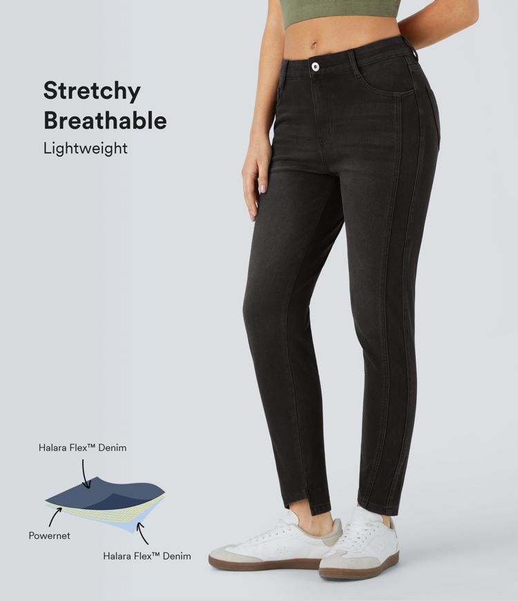 Halara Flex™ Mid Low Rise Zipper Pockets Women Fit Casual Skinny Denim Jeans