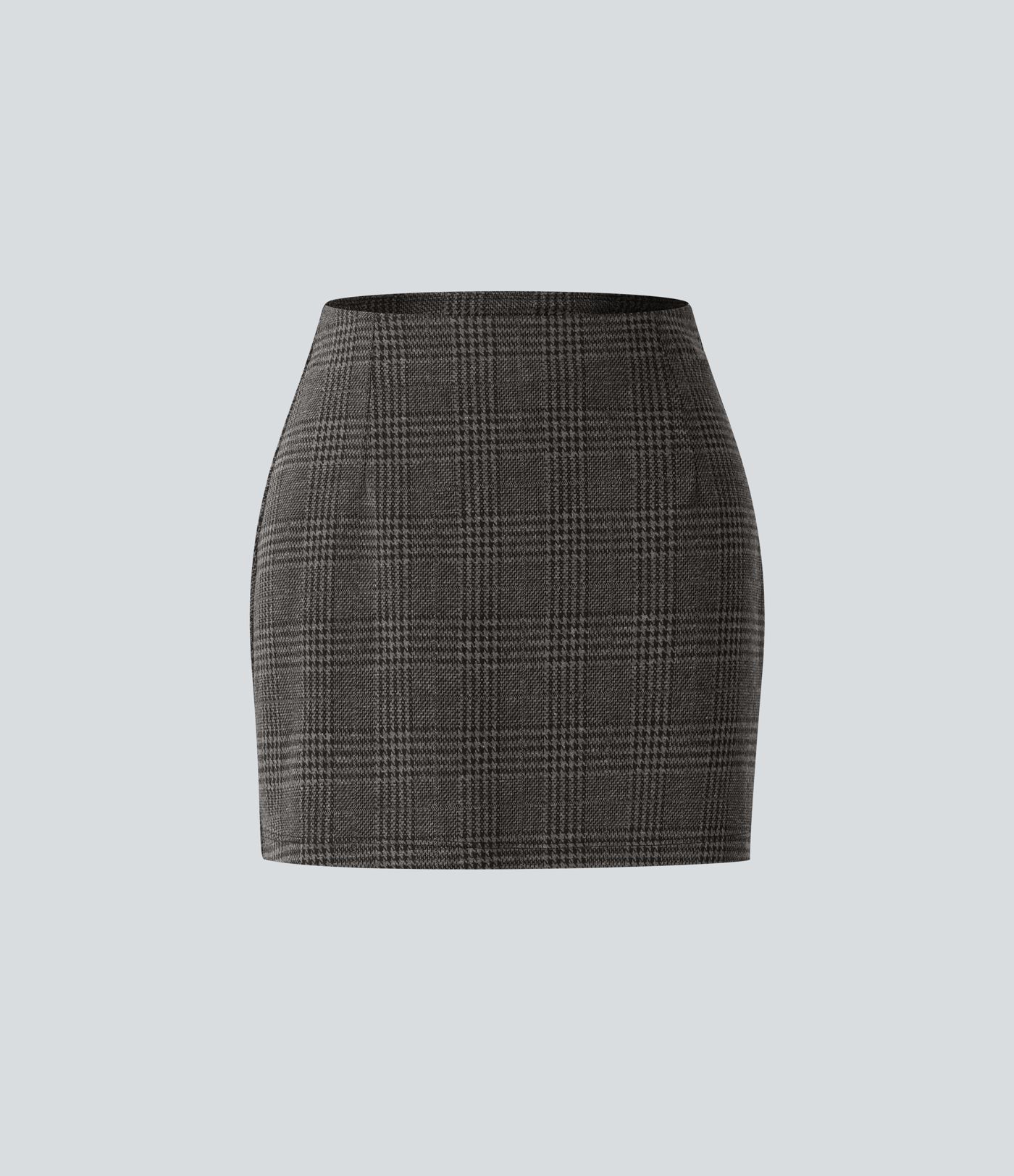 High Waisted 2-in-1 Houndstooth Plaid Mini Work Skirt