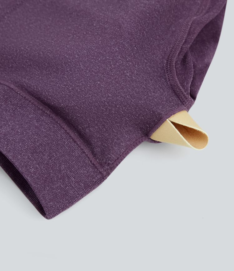 Seamless Flow Round Neck Long Sleeve Thumb Hole Cropped Yoga Sports Top