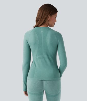 OneForm Seamless Flow Round Neck Raglan Long Sleeve Thumb Holes Yoga Sports Top