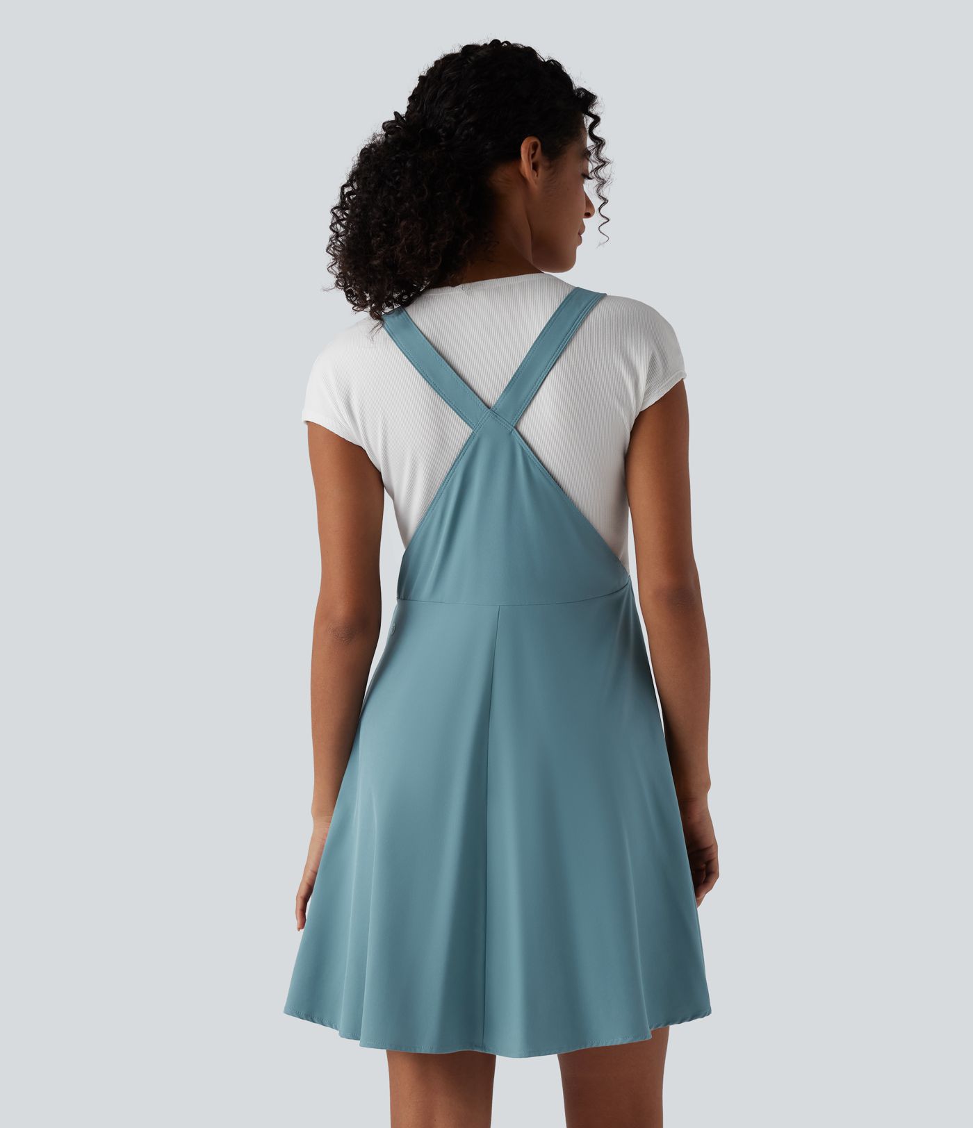 Breezeful™ Adjustable Straps Flowy Quick Dry Mini Casual Pinafore Dress with Pockets